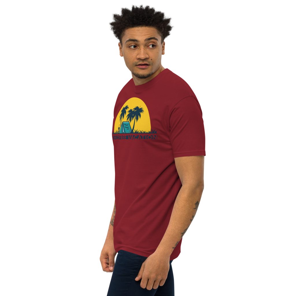 Dane Reid Forget Having Kids I'm Having Fun Mens Premium Heavyweight Tee Brick Red Left Front