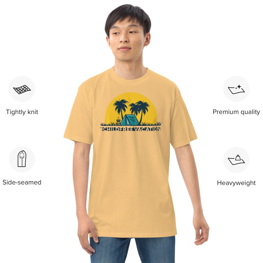 Dane Reid Forget Having Kids I'm Having Fun Mens Premium Heavy Weight Tee Vintage Gold Front