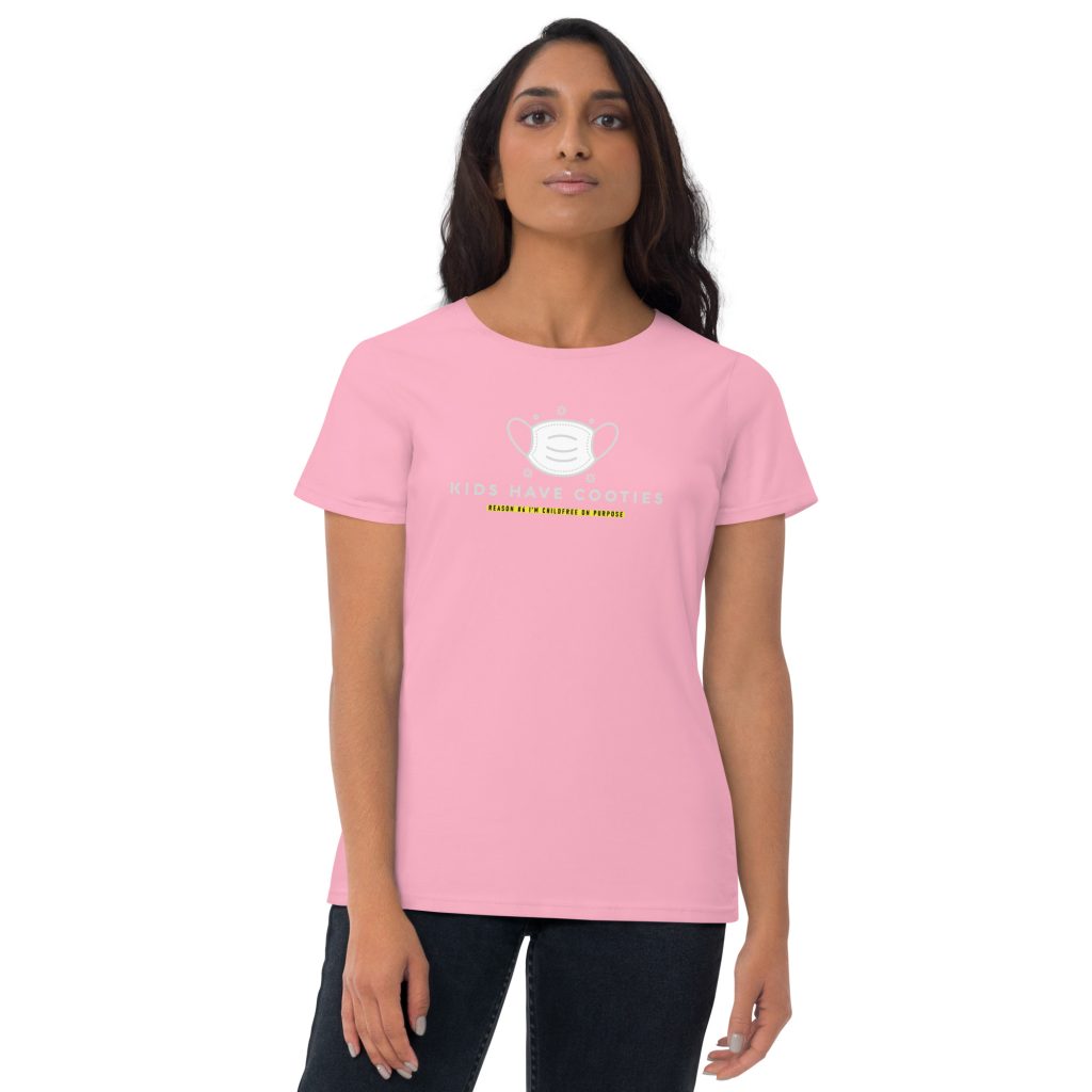 Dane Reid Forget Having Kids I'm Having Fun Womens Fashion Fit T-Shirt Charity Pink Front